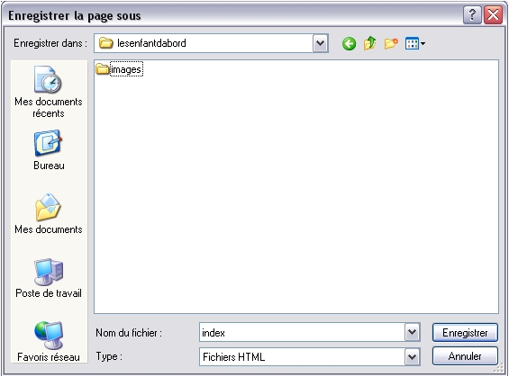 Enregistrer sa page suite - Windows