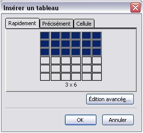 Créer un tableau - Windows